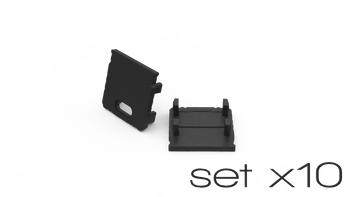 AL12-GLS3-AB-EC-SET10, komplet zaślepek czarnych do 10 profili GLS3 endcap set for 10 profiles