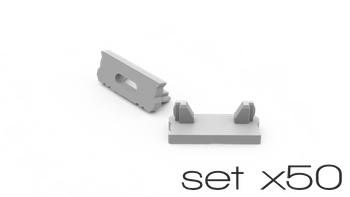 AL12-GLS1-LW-EC-SET50, komplet zaślepek bialych do 50 profili GLS1 endcap set for 50 white profiles