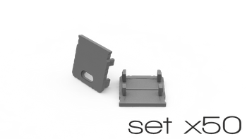 AL12-GLS3-AS-EC-SET50, komplet zaślepek szarych do 50 profili GLS3 endcap set for 50 silver profiles