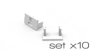 AL12-GLS2-LW-EC-SET10, komplet zaślepek bialych do 10 profili GLS2 endcap set for 10 white profiles