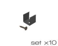 AL12-GLS3-AB-MB-SET10, komplet 10 uchwytów+wrętów czarnych do profili GLS3 black clips+screw set (10pcs)