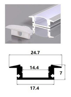 ALUSET-GR-2m-AS-01, 2m set groove anoda profile, milk cover, end caps