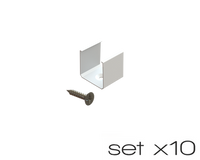 AL12-GLS3-LW-MB-m-SET10, komplet 10 uchwytów+wrętów metalowych białych do profili GLS3 metal white clips+screw set (10pcs)