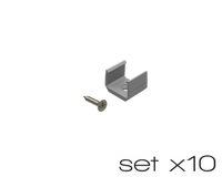 AL12-GLS2-AS-MB-SET10, komplet 10 uchwytów+wrętów szarych do profili GLS2 grey clips+screw set (10pcs)