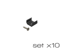 AL12-GLS1-AB-MB-SET10, komplet 10 uchwytów+wrętów czarnych do profili GLS1 black clips+screw set (10pcs)