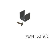 AL12-GLS3-AB-MB-m-SET50, komplet 50 uchwytów+wrętów metalowych czarnych do profili GLS3 metal black clips+screw set (50pcs)